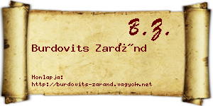 Burdovits Zaránd névjegykártya